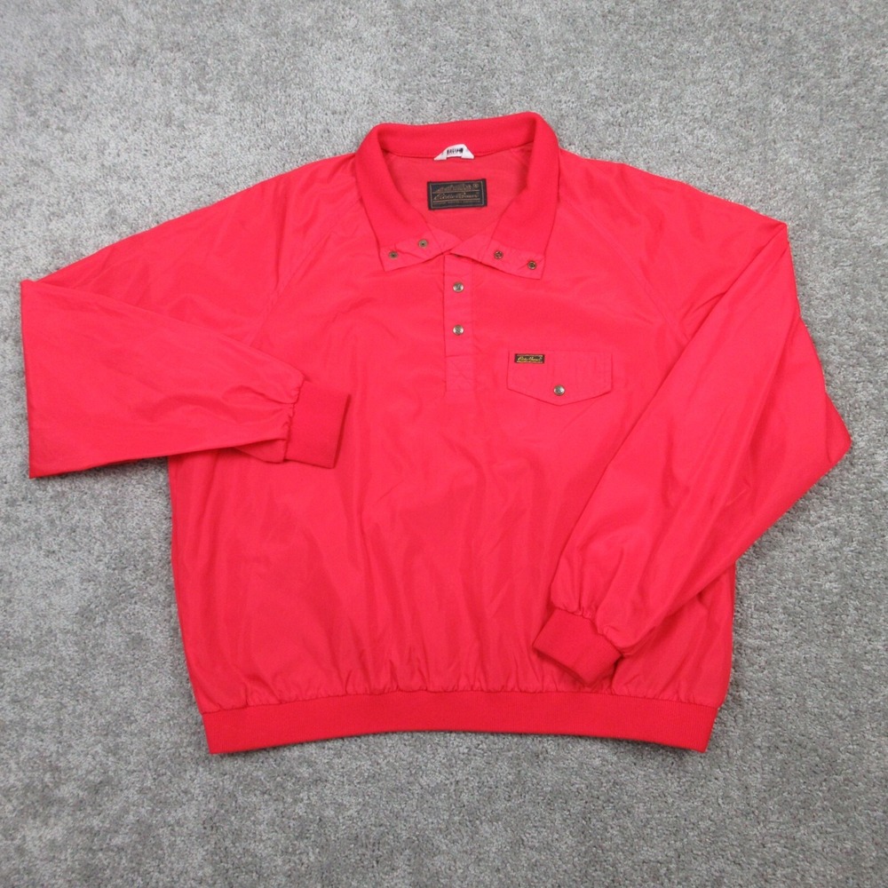 Vintage Eddie Bauer Jacket Mens Extra Large Red Windbreaker Pullover Snap Hiking